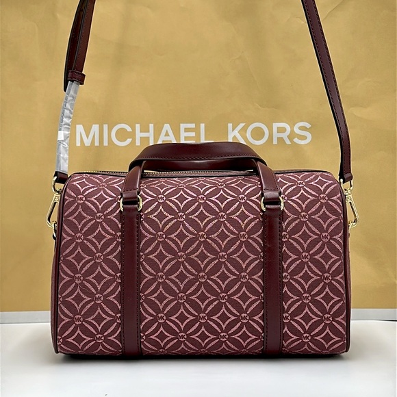 MICHAEL KORS JST TRAVEL MEDIUM DUFFLE SATCHEL SHOULDER CROSSBODY BAG MK OXBLOOD - Picture 6 of 14